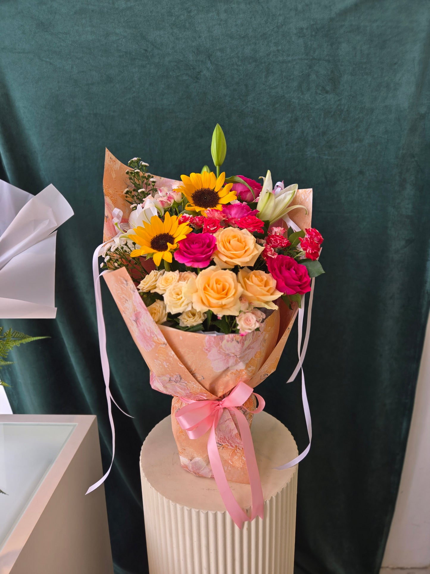 Peachy standing bouquet